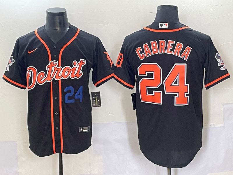 Men 2025 Detroit Tigers 24 Cabrera Black Joint Name Nike MLB Jersey style 9
